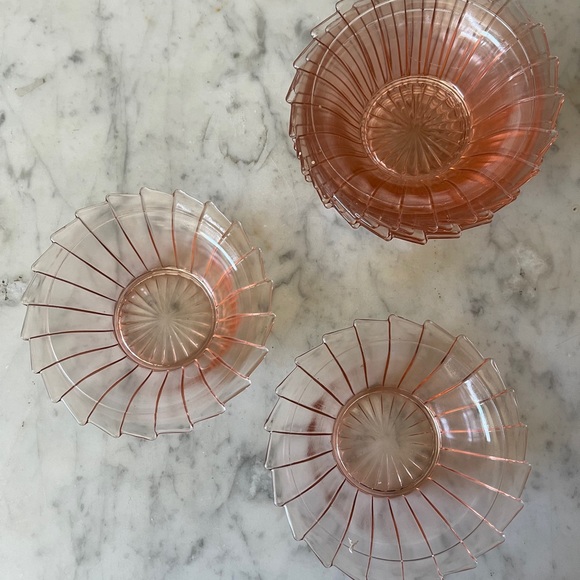 Fenton Pink Depression Glass Bowls - set of 6 - Picture 2 of 5